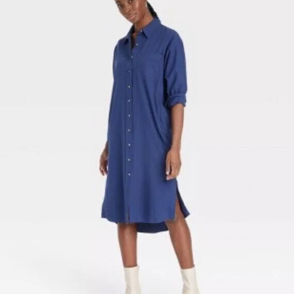UNIVERSAL THREAD SIZE XL NAVY DRESS LONG SLEEVE BUTTON DOWN
SHIRTDRESS POCKETS